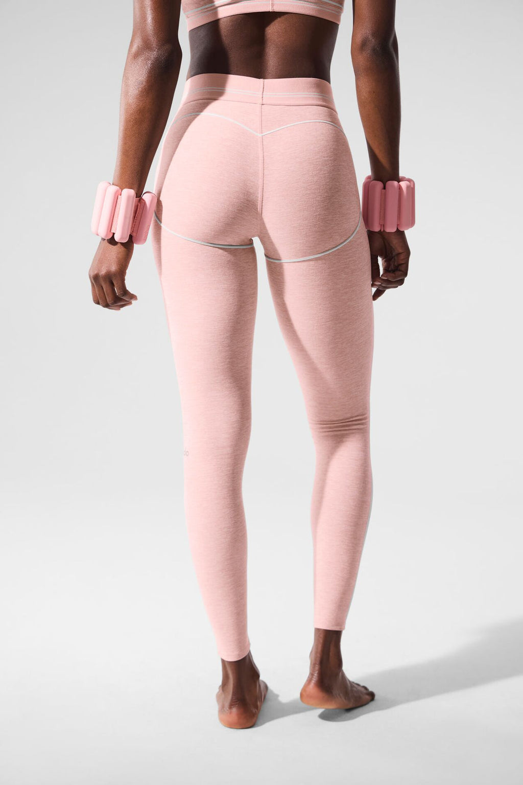 Mallas Alosoft de cintura alta Heart Throb - Rosa cuarzo jaspeado/blanco