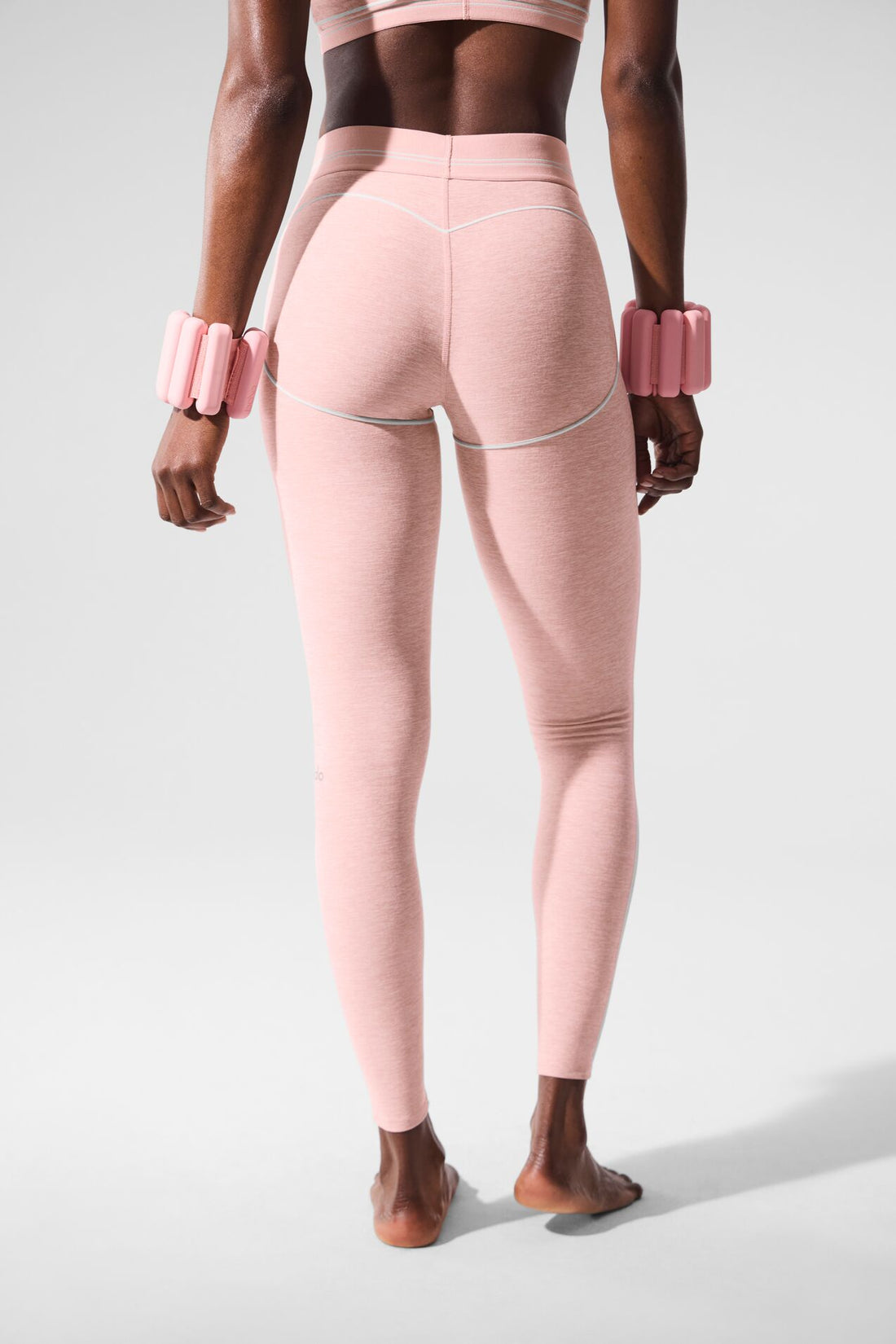 Mallas Alosoft de cintura alta Heart Throb - Rosa cuarzo jaspeado/blanco