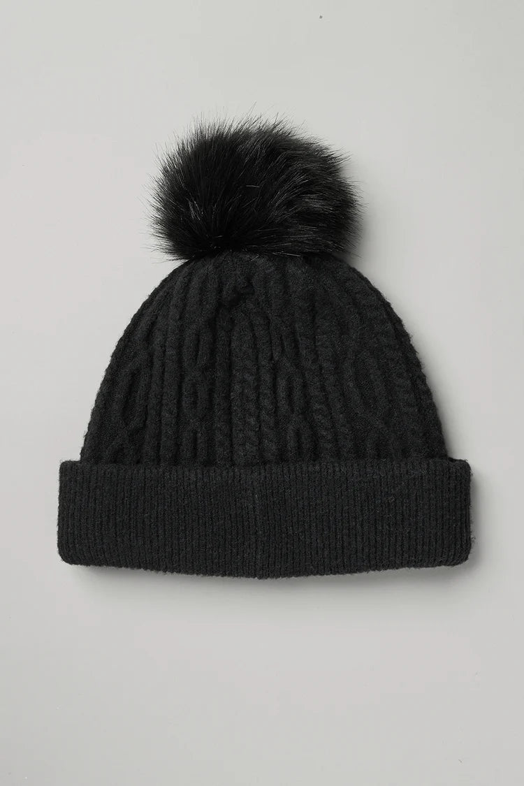 Gorro de punto trenzado - Negro Precio habitual