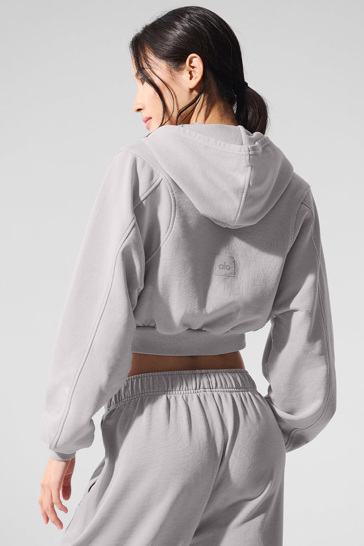 Sudadera con capucha y cremallera Sweet Escape lavada - Lavado gris cielo