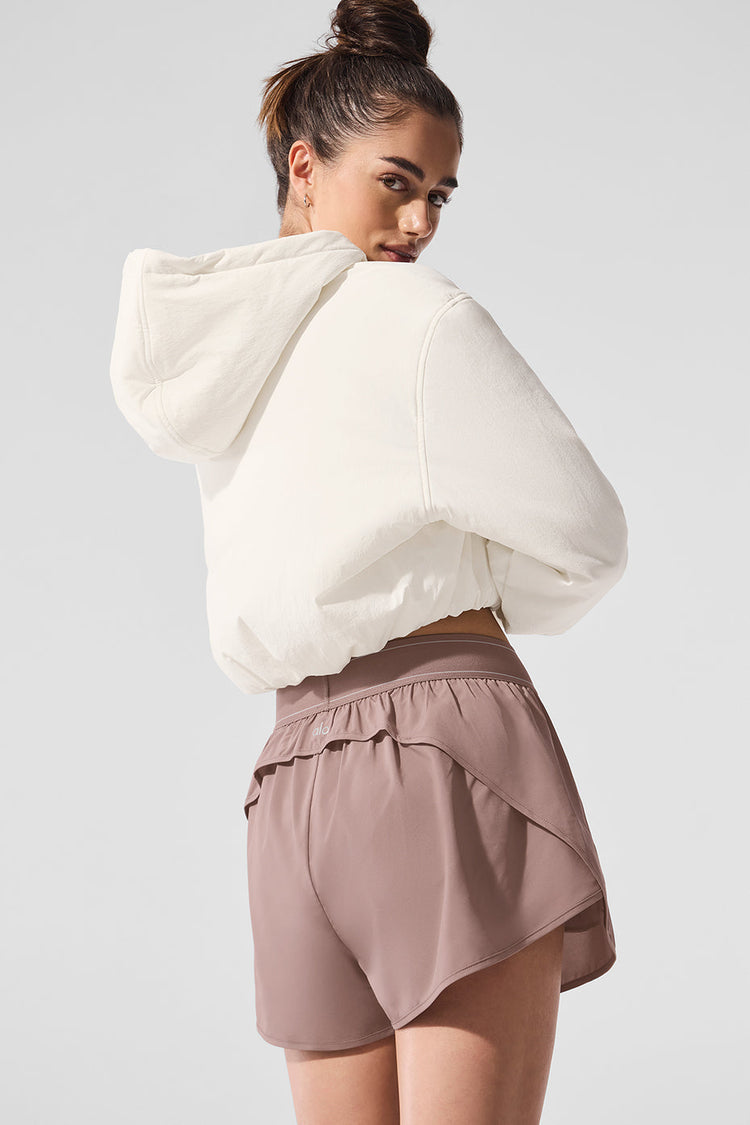 Sudadera corta con capucha y cremallera completa Mountain Peak - Marfil